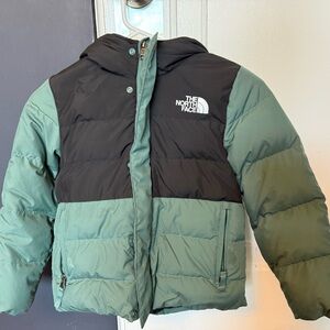 The North Face Two-Tone Black and Sage Green Kids Puffer Jacket